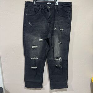 New HME Black Distressed Skinny Jeans 1XL